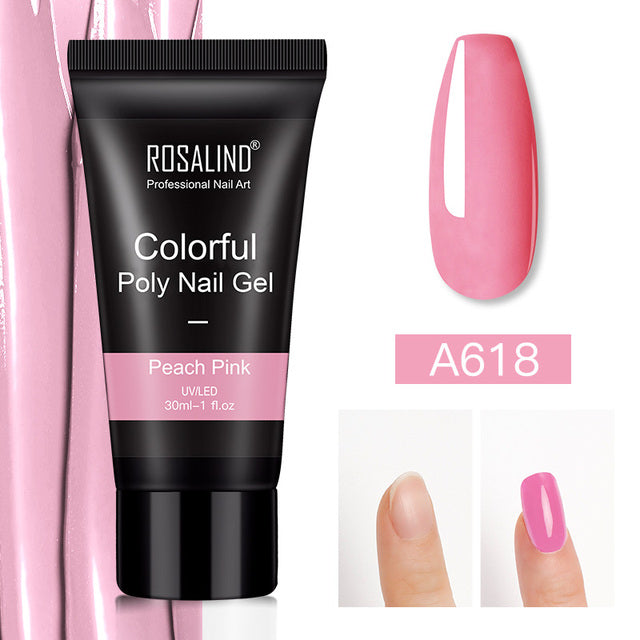 ROSALIND Pure Color Poly Nail Polish Gel Acrylic Extension Semi Permanent Crystal Jelly Art Design Extension Glue 15ML/30ML