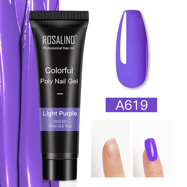 ROSALIND Pure Color Poly Nail Polish Gel Acrylic Extension Semi Permanent Crystal Jelly Art Design Extension Glue 15ML/30ML