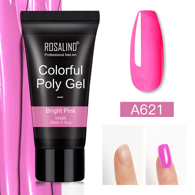 ROSALIND Pure Color Poly Nail Polish Gel Acrylic Extension Semi Permanent Crystal Jelly Art Design Extension Glue 15ML/30ML