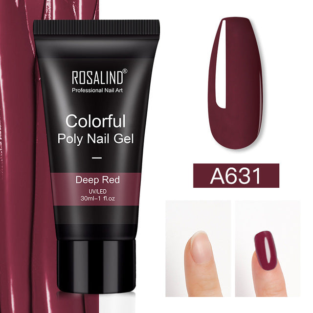 ROSALIND Pure Color Poly Nail Polish Gel Acrylic Extension Semi Permanent Crystal Jelly Art Design Extension Glue 15ML/30ML