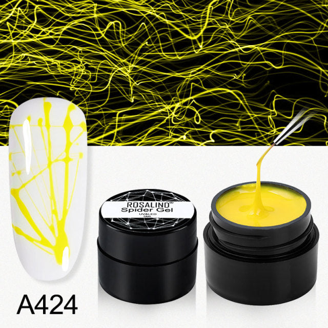 ROSALIND Spider Line Nail Polish Gel Spider UV Paint Gel Hybrid Varnishes Luminous Web Stickers Soak Off Top Coat For Manicure