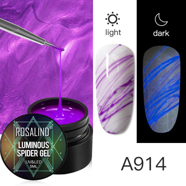 ROSALIND Spider Line Nail Polish Gel Spider UV Paint Gel Hybrid Varnishes Luminous Web Stickers Soak Off Top Coat For Manicure