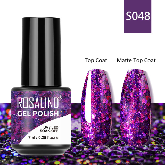 ROSALIND 7ML Gel Nail Polish Colorful Glitter UV Nail Gel Vernis Semi Permanent Gel For Manicure Soak off Varnishes Nail Art