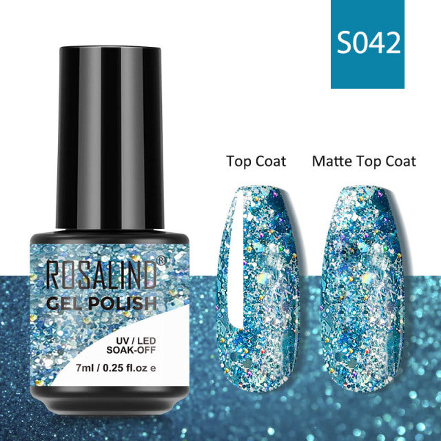 ROSALIND 7ML Gel Nail Polish Colorful Glitter UV Nail Gel Vernis Semi Permanent Gel For Manicure Soak off Varnishes Nail Art