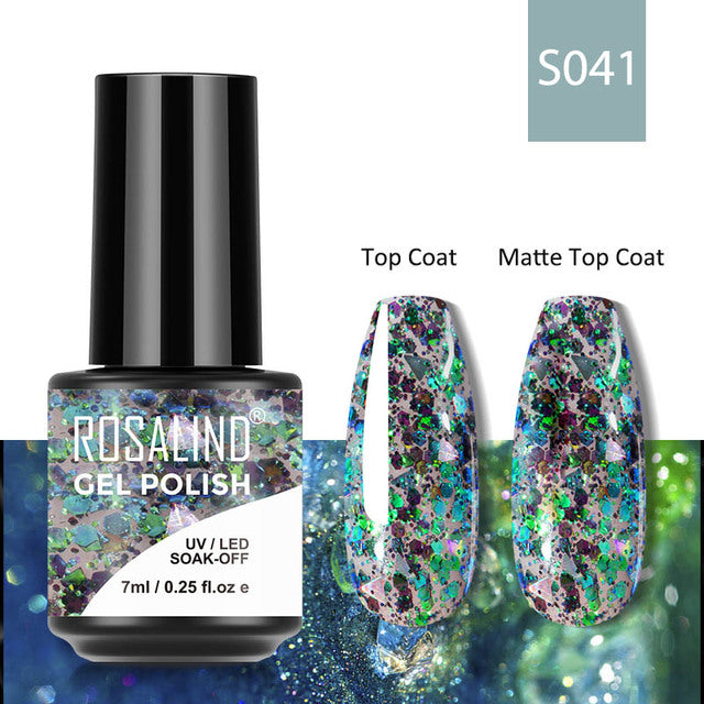 ROSALIND 7ML Gel Nail Polish Colorful Glitter UV Nail Gel Vernis Semi Permanent Gel For Manicure Soak off Varnishes Nail Art