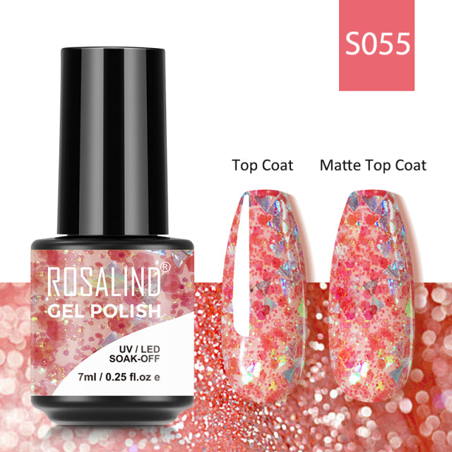 ROSALIND 7ML Gel Nail Polish Colorful Glitter UV Nail Gel Vernis Semi Permanent Gel For Manicure Soak off Varnishes Nail Art