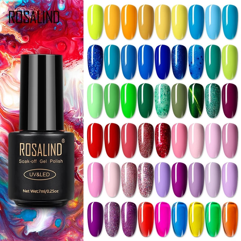 ROSALIND Nail Gel Polish Glitter Series Gel Varnishes All For Manicure Soak Off UV Lamp Nails Art Semi Permanent Gel Polish